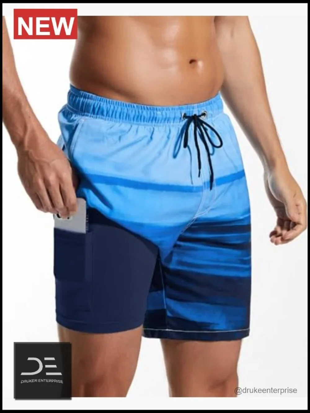 Quick Dry Swim Trunks with Compression Liner 2 in 1 Shorts